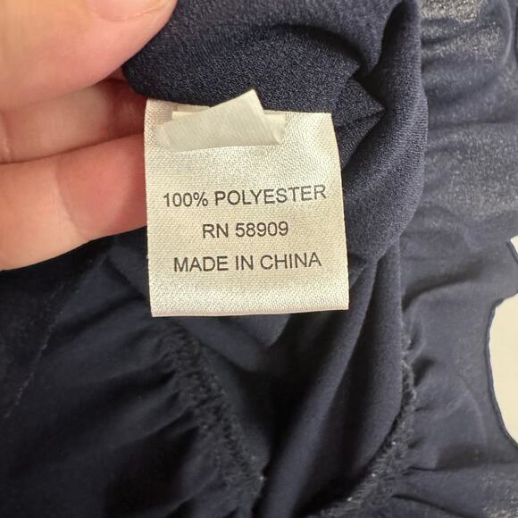 Cremieux Navy Blue Ruffle Pintucked Skirt Large Feminine Flouncy‎ Office Church - Picture 5 of 8